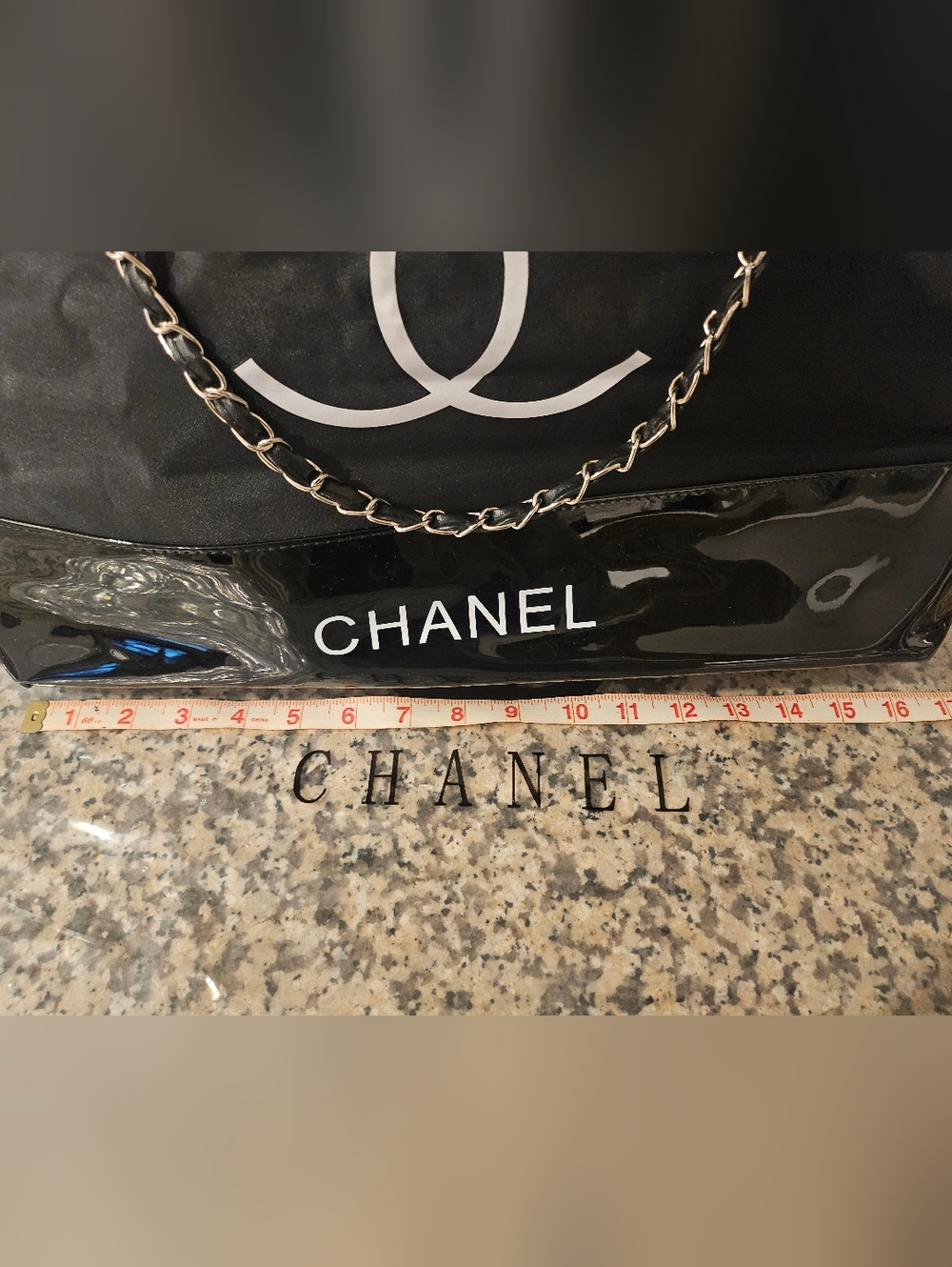 CHANEL GWP Black and Silver Chain-Handle Logo Tote - Picture 7 of 12